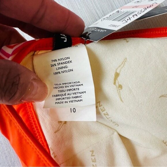 Jantzen Halter Bikini Top Sz 10 NWT Retro Geo Print Swimwear Y2K Poolside Glam - Picture 7 of 8